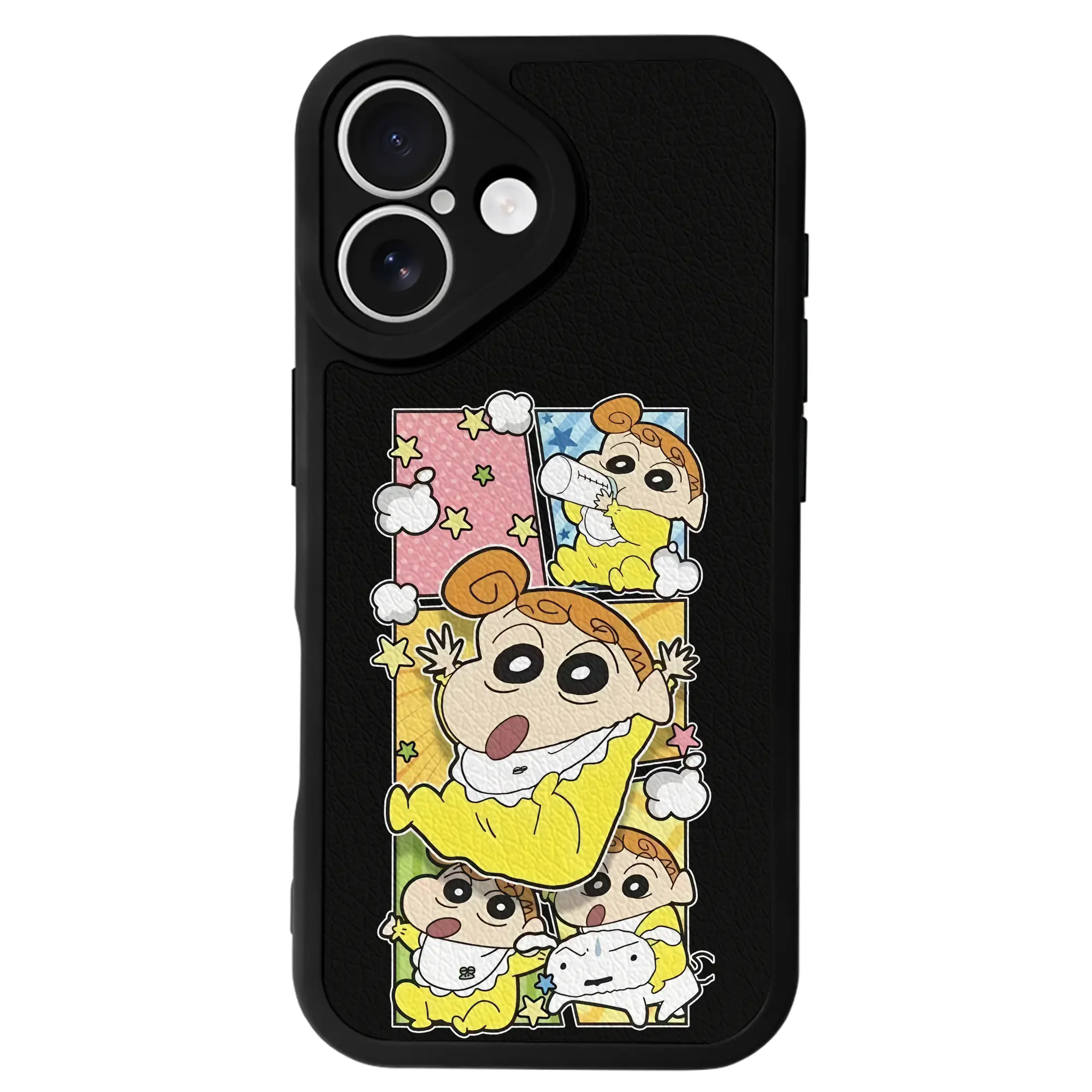 クレヨンしんちゃん グッズ 野原 ひまわり - IPhone 16シリーズ対応 ・ シリコンスマホケース ・ レザー調 ・ 高精度フィット ・ 耐衝撃 ・ ワイヤレス充電対応 ・ 精密カット